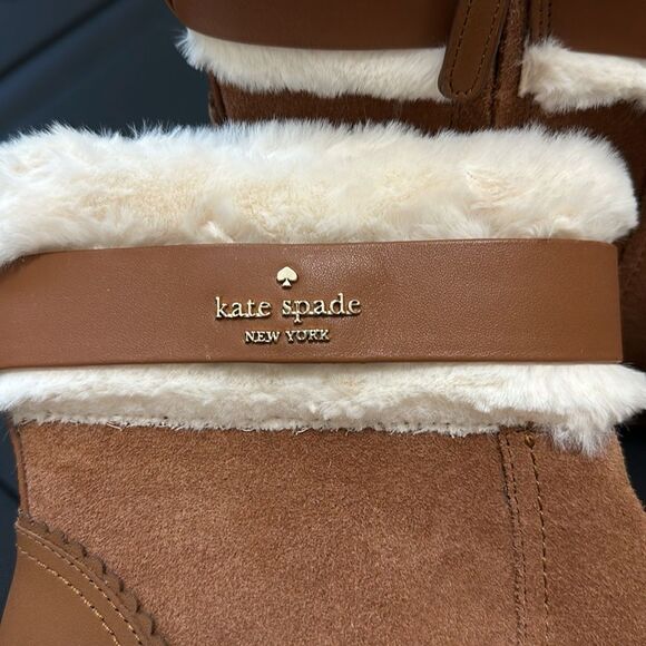 NWOT Kate Spade suede fur trimmed boots booties Bailee Winter - Picture 3 of 9